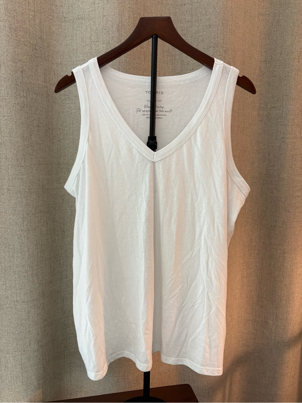torrid White V-Neck Rib-Trim Tank Top